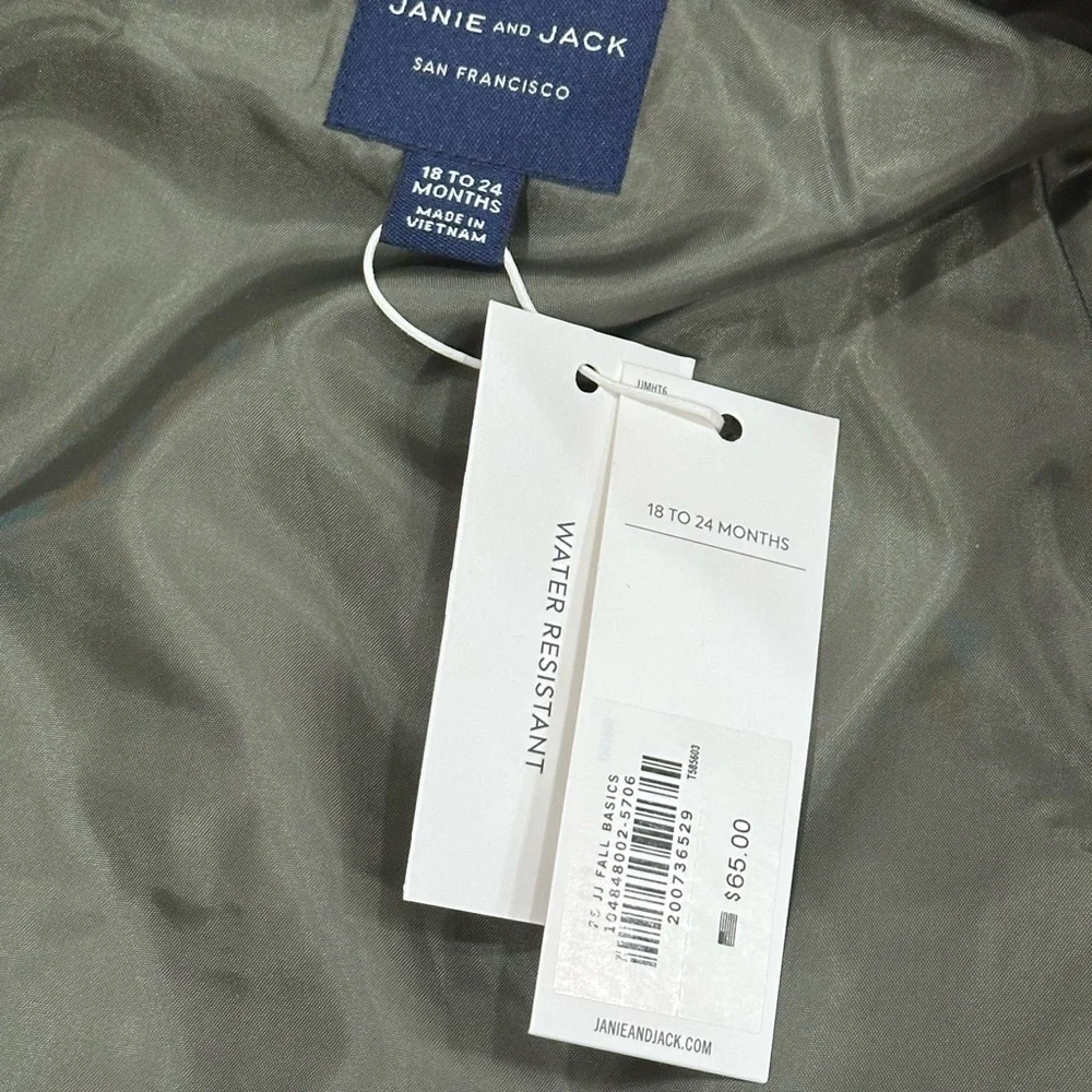 Janie & Jack Toddler Boys Olive Green Quilted Barn Vest 18-24 months NWT